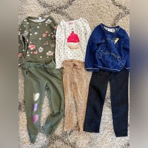 4T Toddler Girls Fall & Winter Bundle of 6 Items ~ 3 Tops & 3 Bottoms